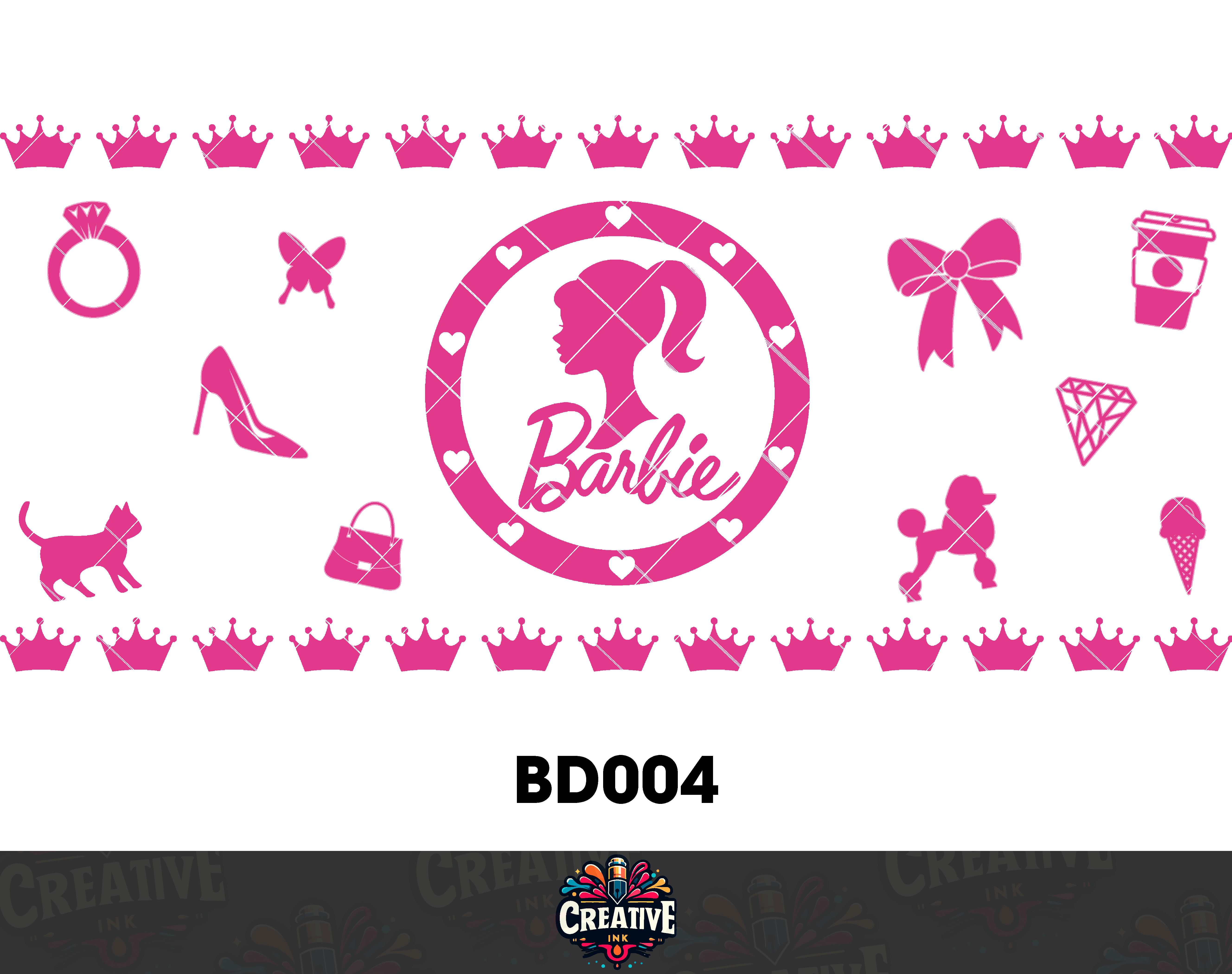 Sticker para Vaso Lata 16 oz o Taza de 11 oz - impresión DTF UV - Barbie