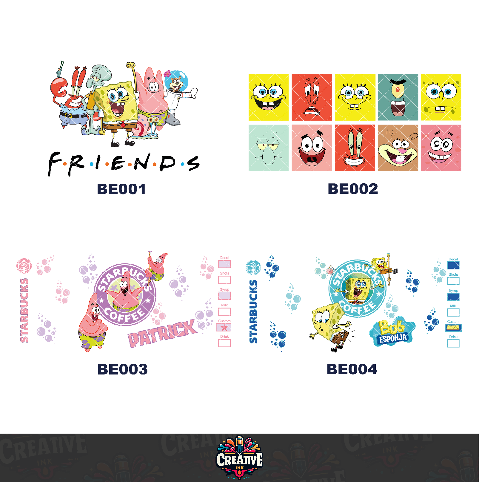 Sticker para Vaso Lata 16 oz o Taza de 11 oz - impresión DTF UV - Bob esponja