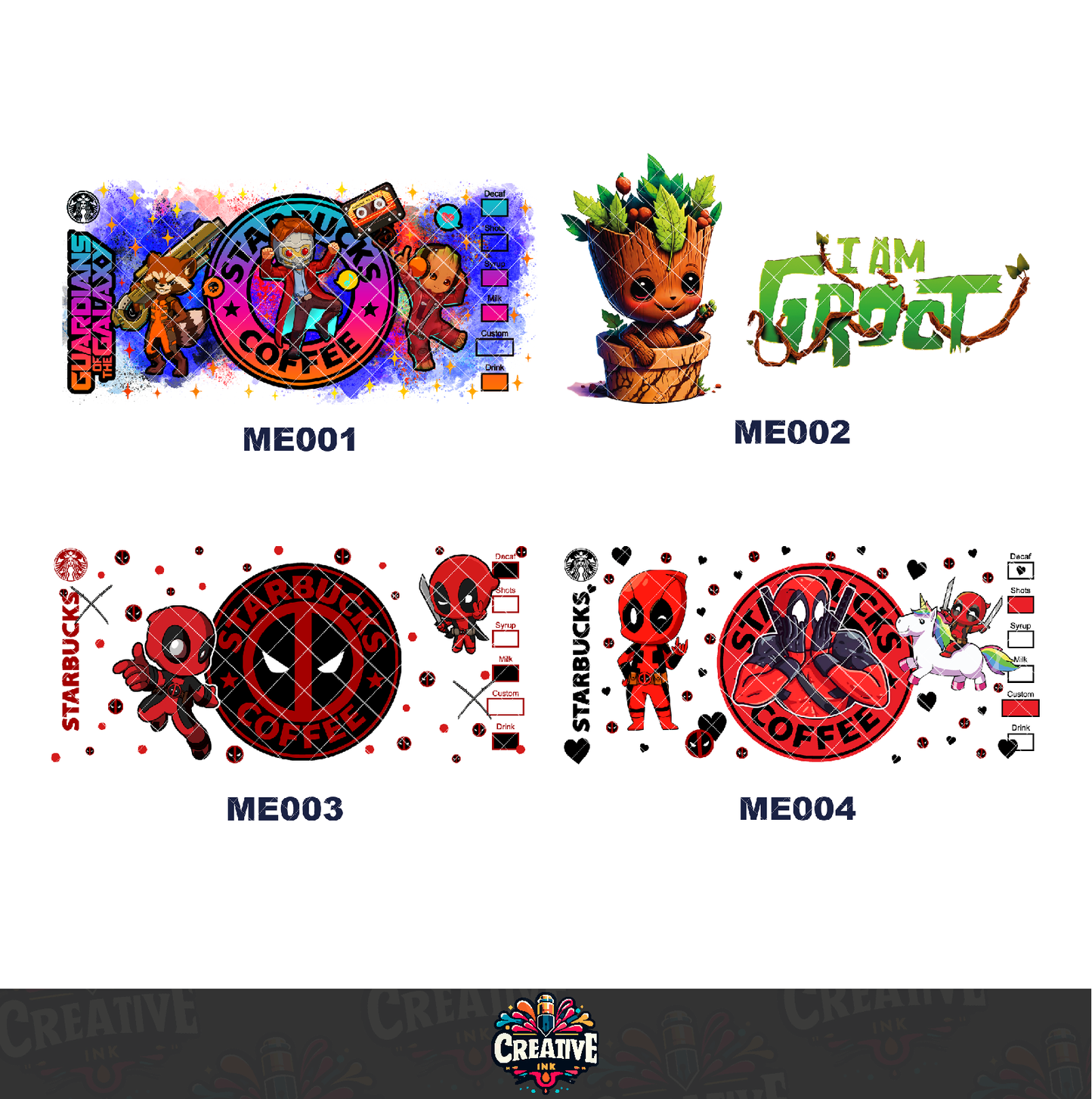 Sticker para Vaso Lata 16 oz o Taza de 11 oz - impresión DTF UV - Marvel