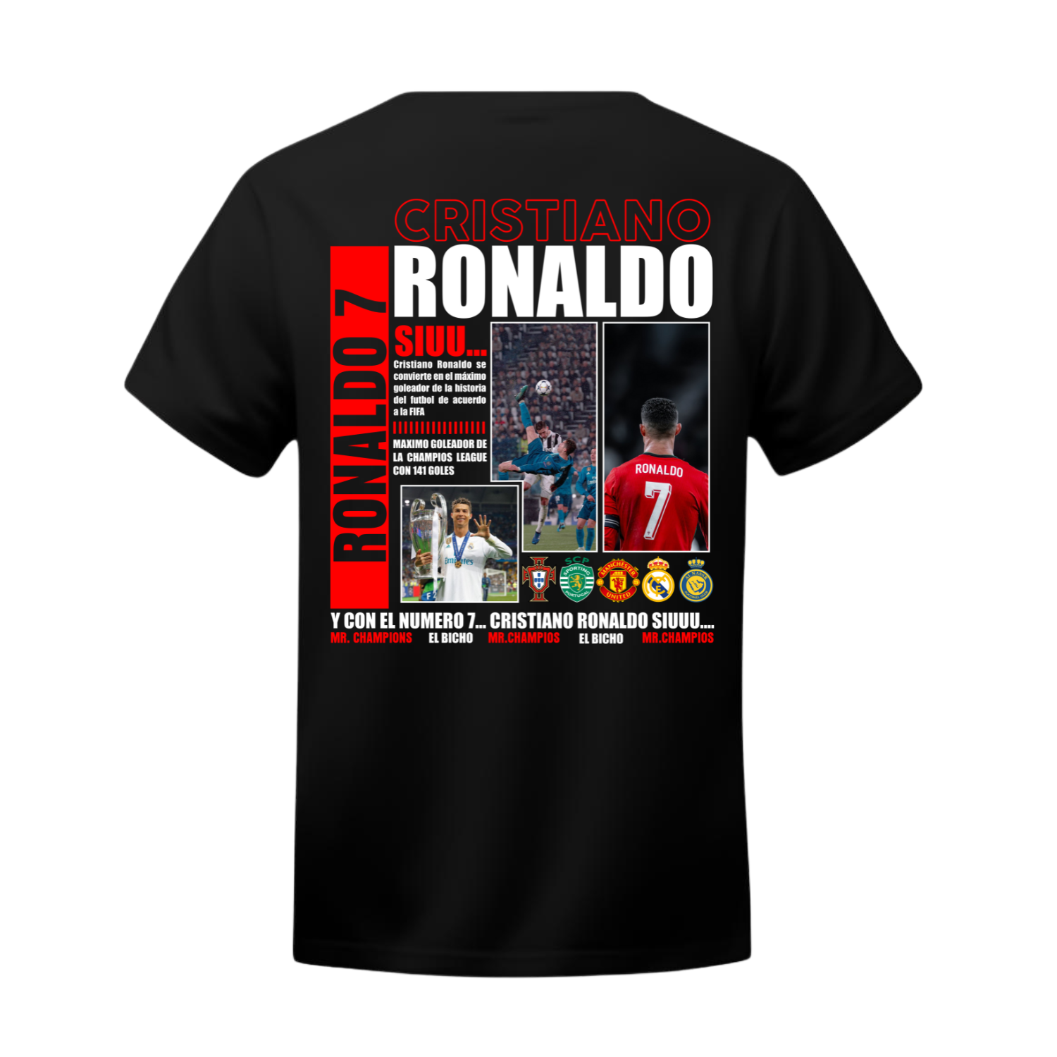 Polera Cristiano Ronaldo "G.O.A.T. Stats" – Multiclub / Portugal