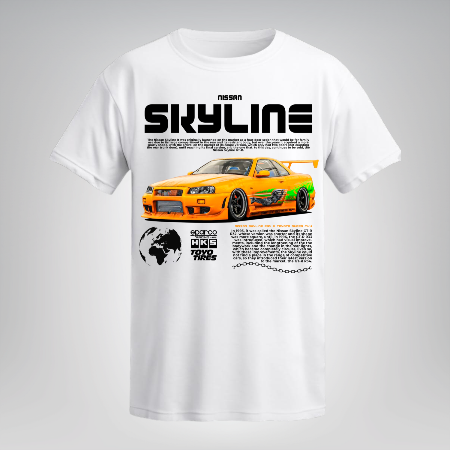Polera Skyline R34 Naranja – Nissa
