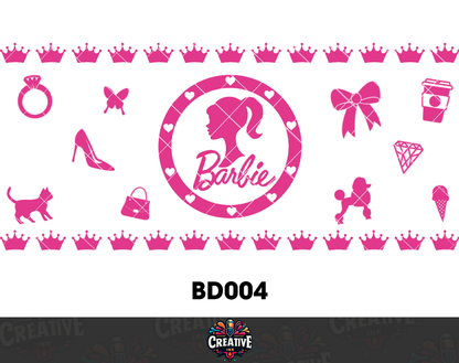 Sticker para Vaso Lata 16 oz o Taza de 11 oz - impresión DTF UV - Barbie