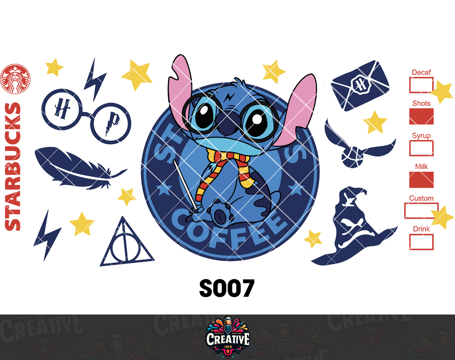 Sticker para Vaso Lata 16 oz o Taza de 11 oz - impresión DTF UV - Stitch