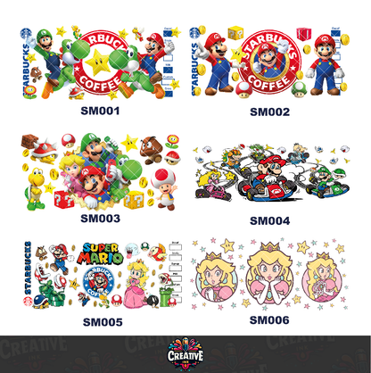 Sticker para Vaso Lata 16 oz o Taza de 11 oz - impresión DTF UV - Super Mario